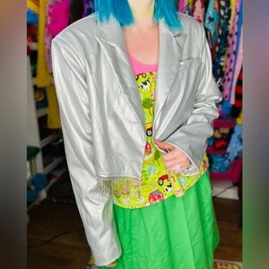 Nasty gal silver fringe moto jacket